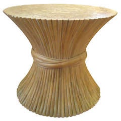 McGuire Vintage Rattan Wheat Sheaf Side Table