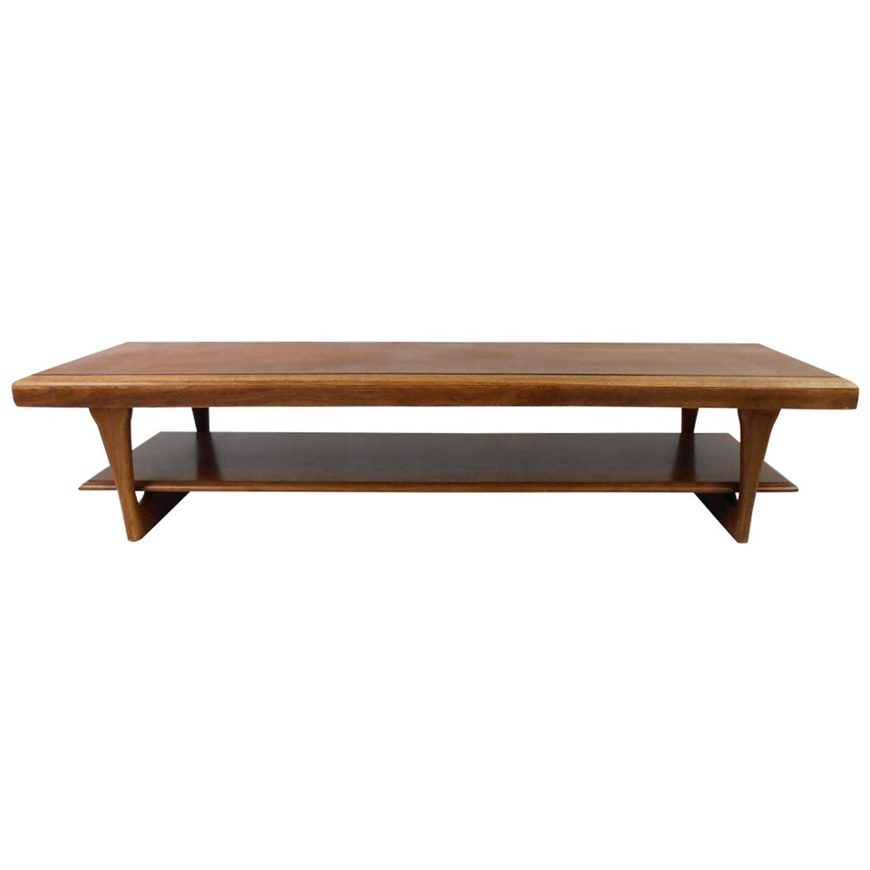 Mid-Century Modern Walnut and Oak Coffee Table by Lane