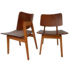 Early Jens Risom Signed Chairs