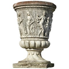 Large Continental Reconstituted Stone Garden Urn