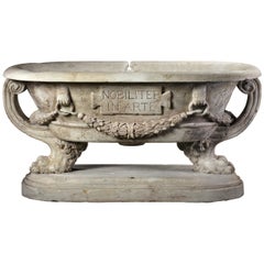 Vintage Sculpted Marble Planter in the Manner of a Roman Sarcophagus