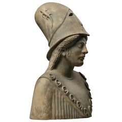 Continental Sculpted Terracotta Bust of Pallas Athena