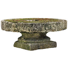 Antique 19th Century French Rough Hewn Circular Millstone as a Garden Table