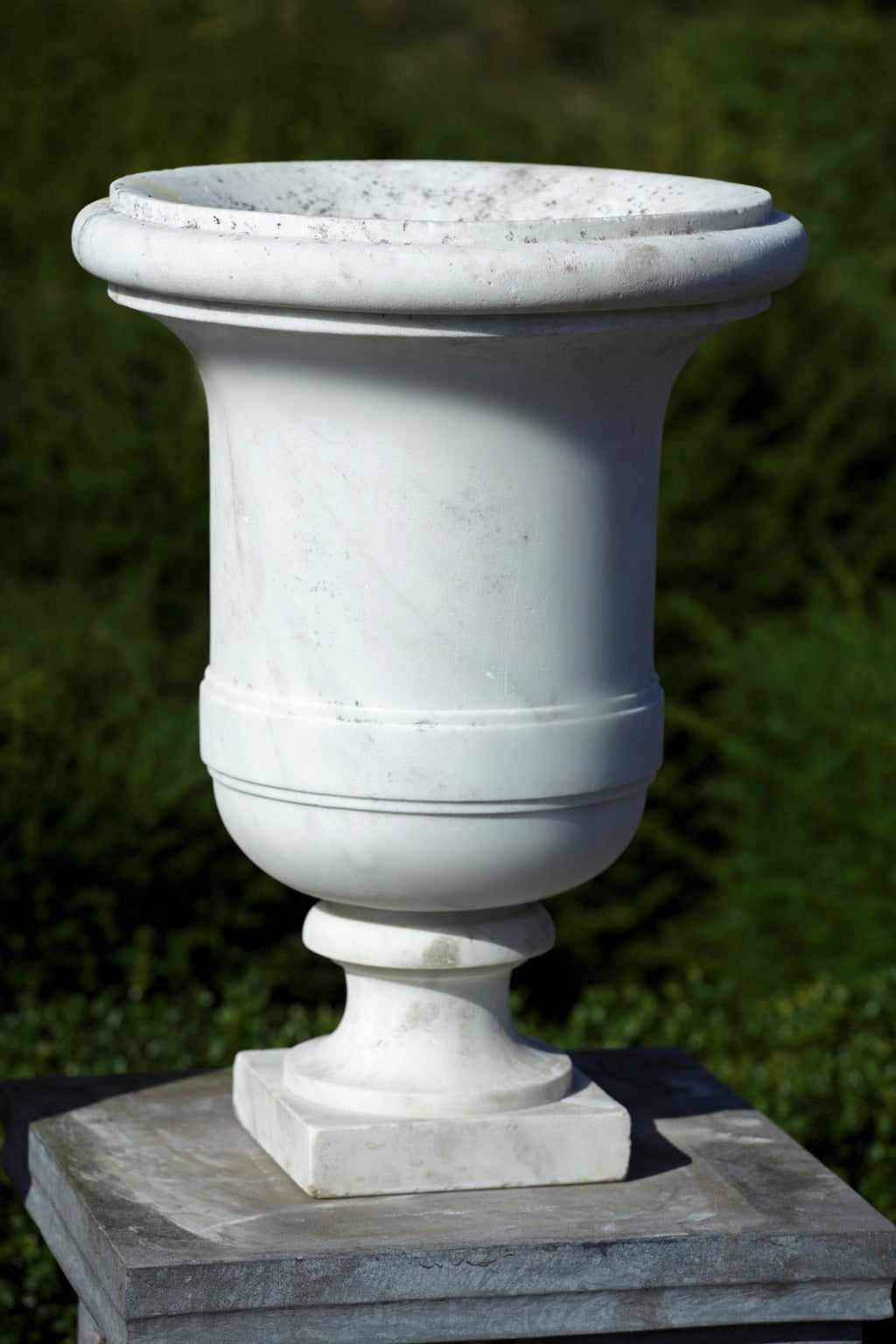 Pair of 19th Century Carved White Marble Garden Urns In Good Condition In Baambrugge, NL