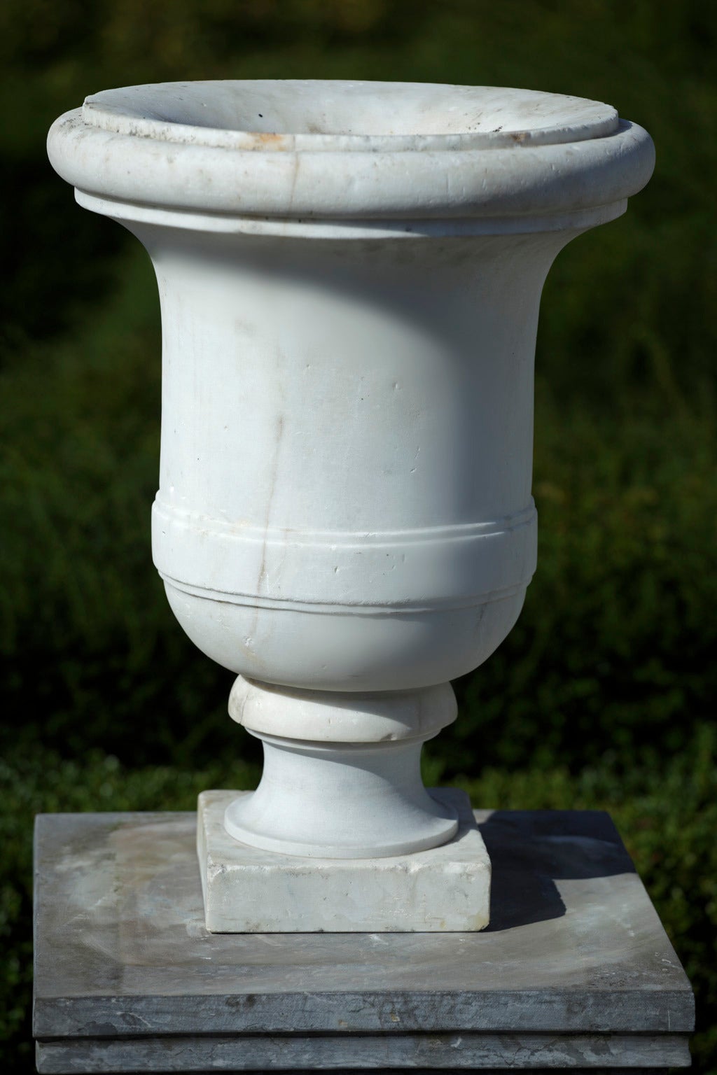 Pair of 19th Century Carved White Marble Garden Urns 1