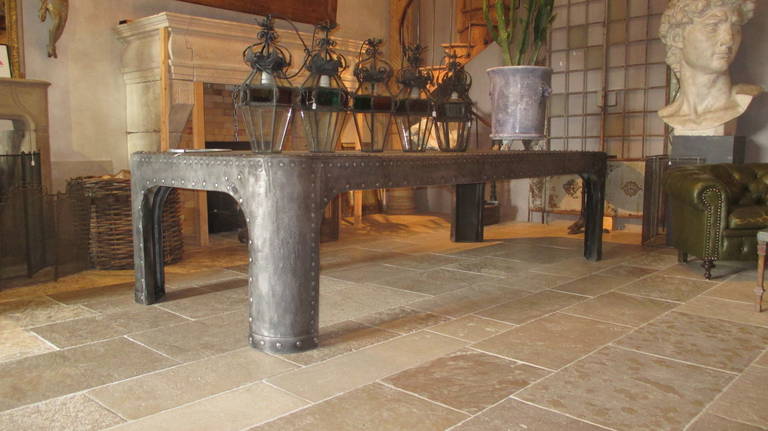 20th Century A large industrial table from an old water tank, Machine Age