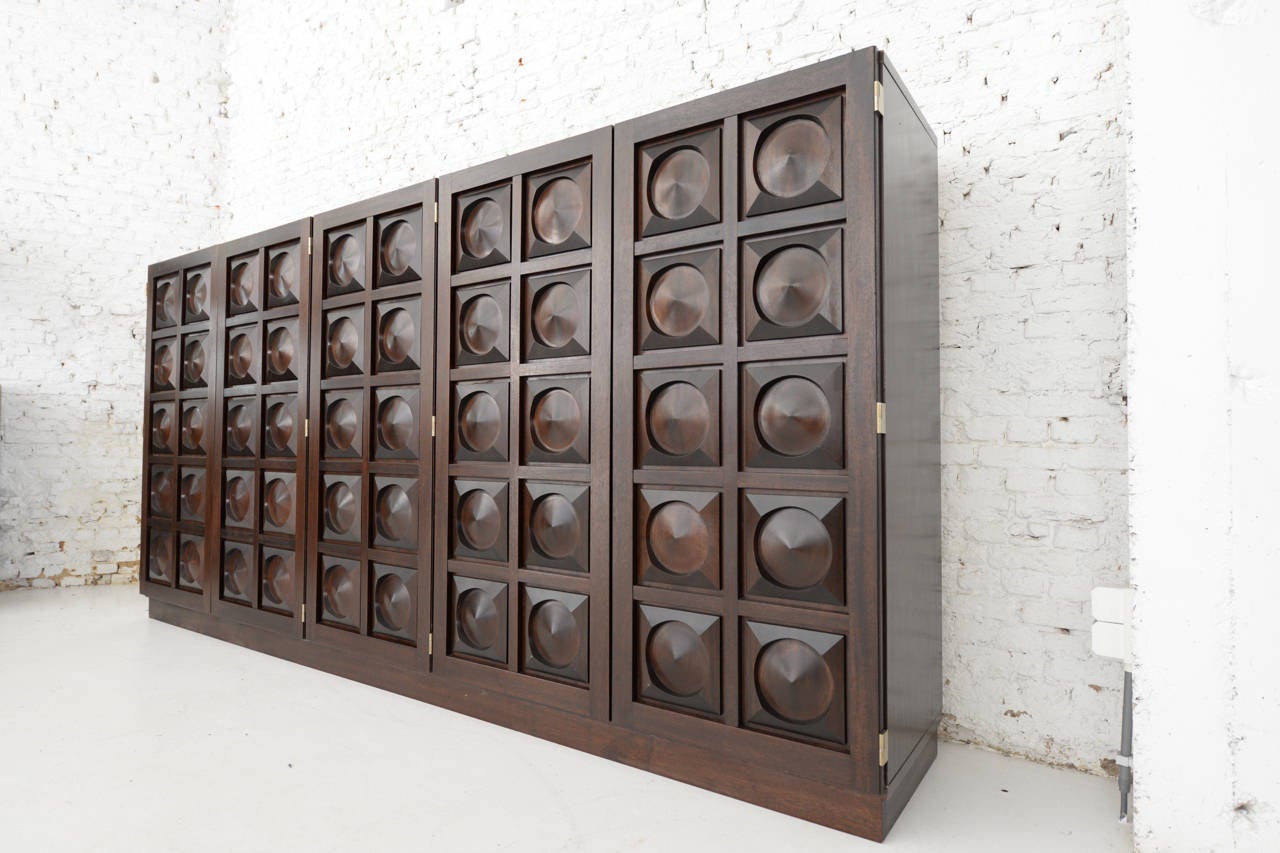 High End Mahogany Sideboard with geometrically shaped doors
designed in Belgium in the 1970s