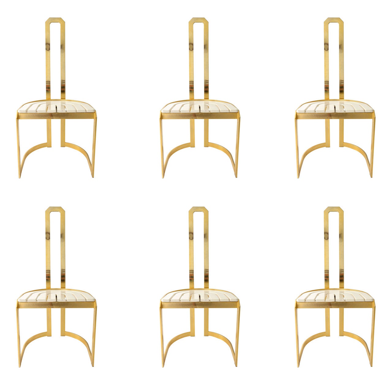 Stunning Set of Six Brass Dining Chairs