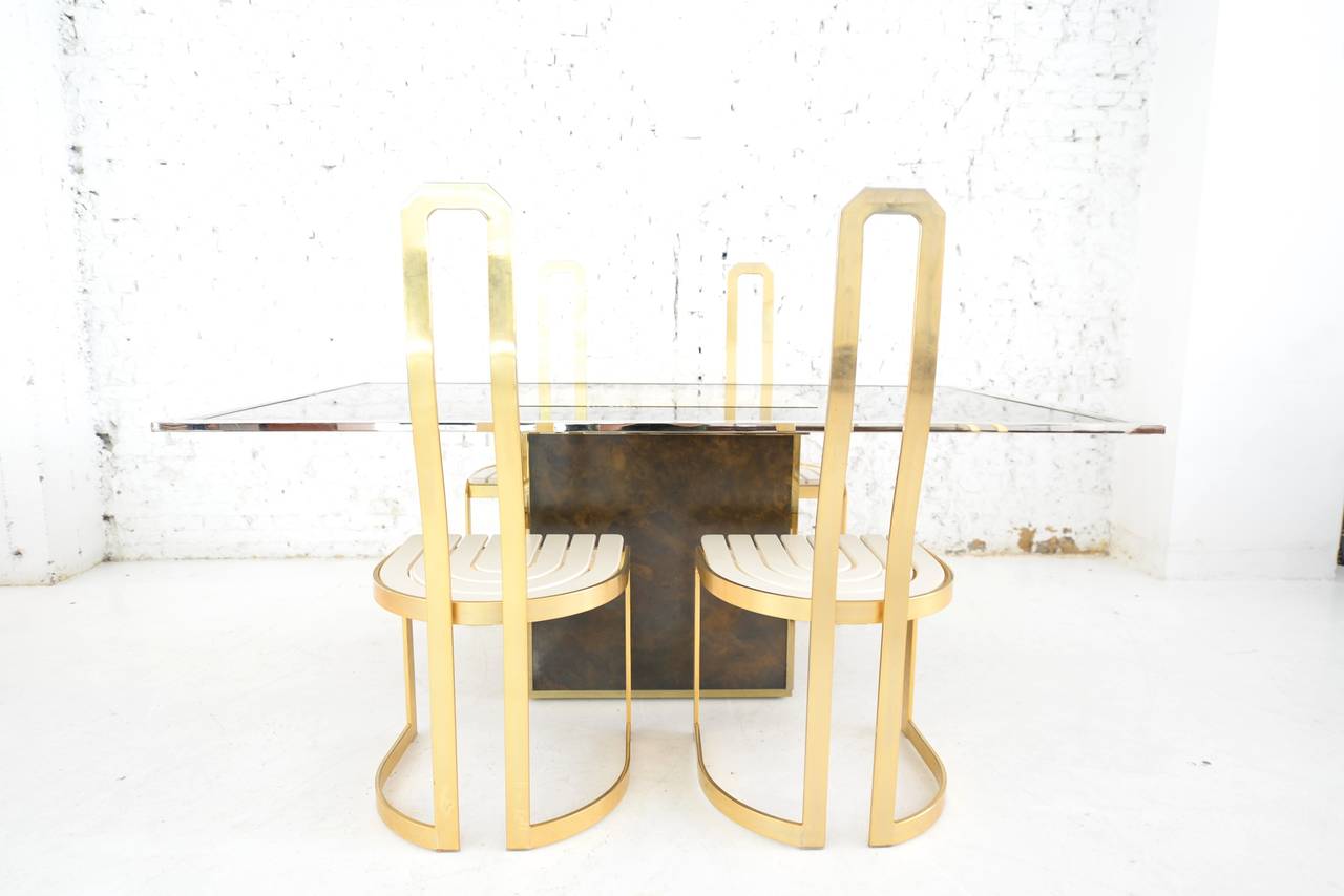 Stunning Set of Six Brass Dining Chairs In Good Condition In Antwerp, BE