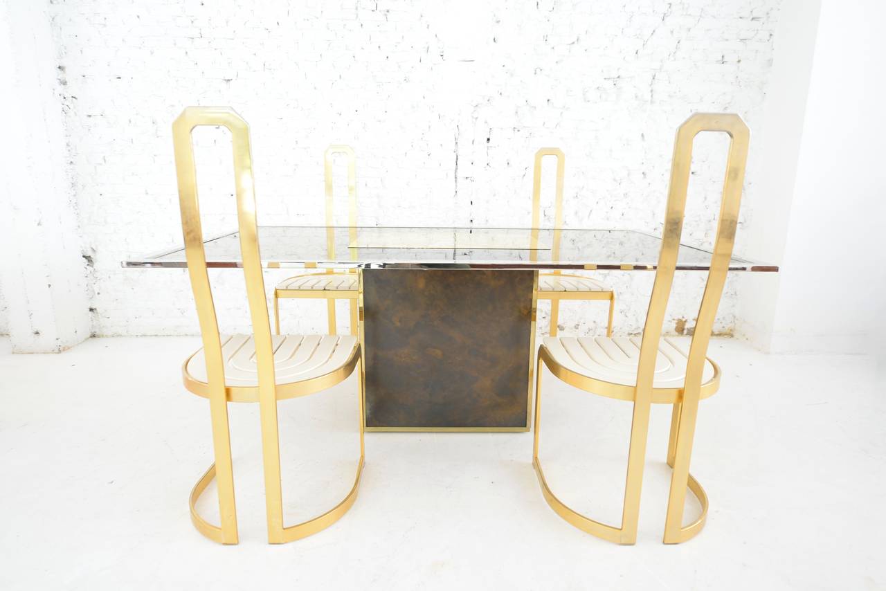 Plated Stunning Set of Six Brass Dining Chairs