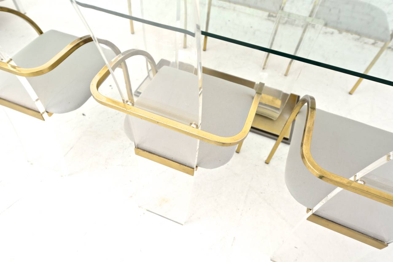 Mid-Century Modern Maison Jansen Brass and Perspex Dining Table