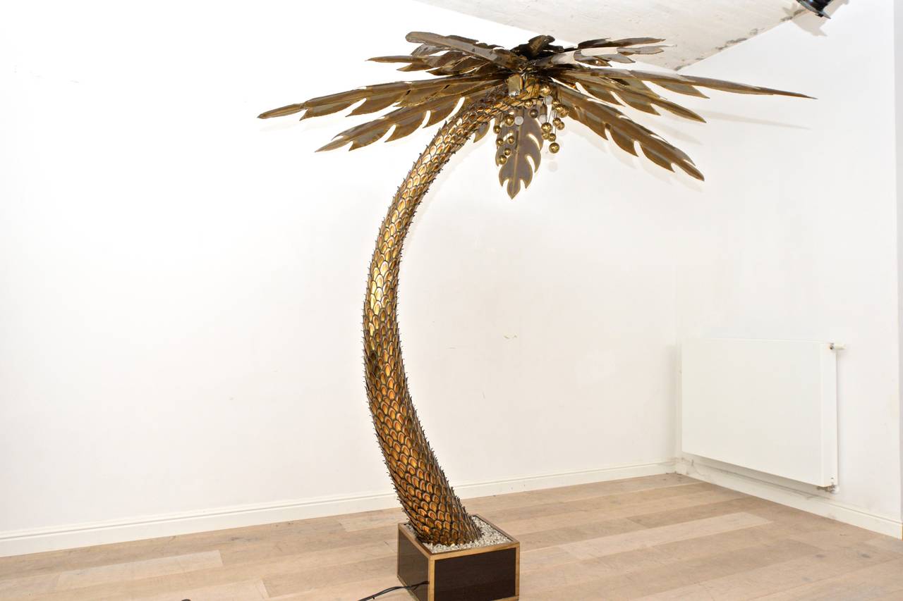 French Impressive Palm Tree Floor Lamp by Maison Jansen