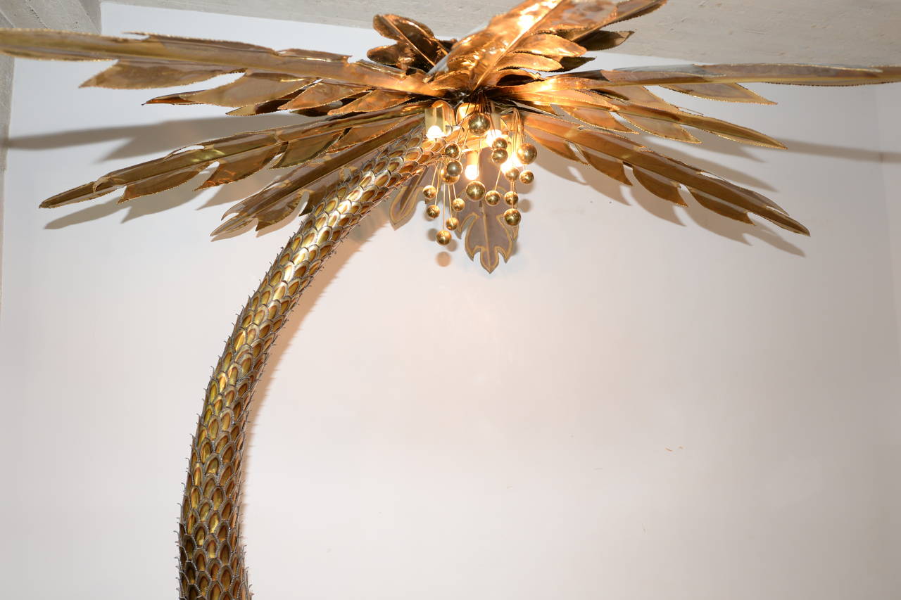 Brass Impressive Palm Tree Floor Lamp by Maison Jansen