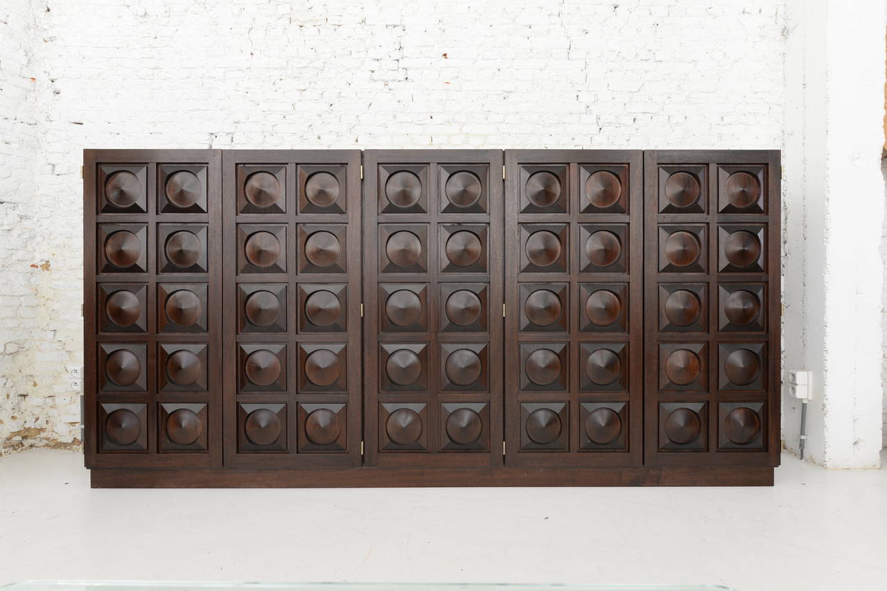 1970s Credenza with Geometrical Doors In Excellent Condition In Antwerp, BE