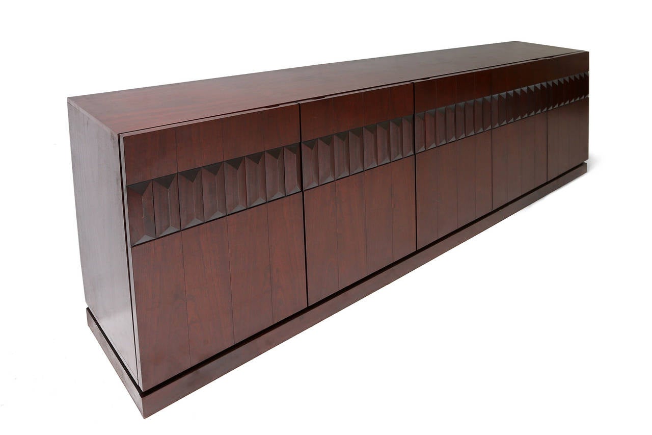 Mahogany Credenza with diamond like graphics on the door panels
Very elegant and chique