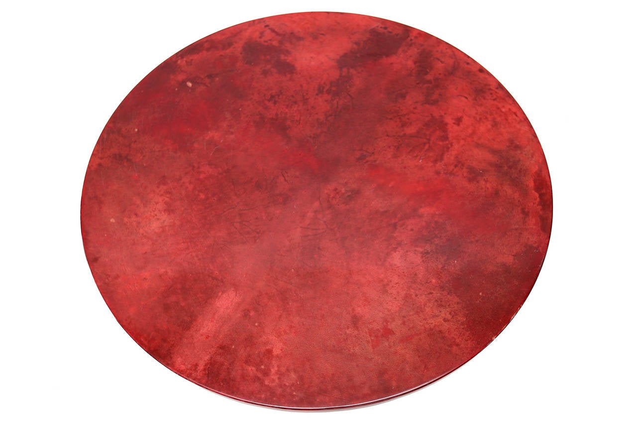 Italian Red Lacquered Goatskin Coffee Table by Aldo Tura