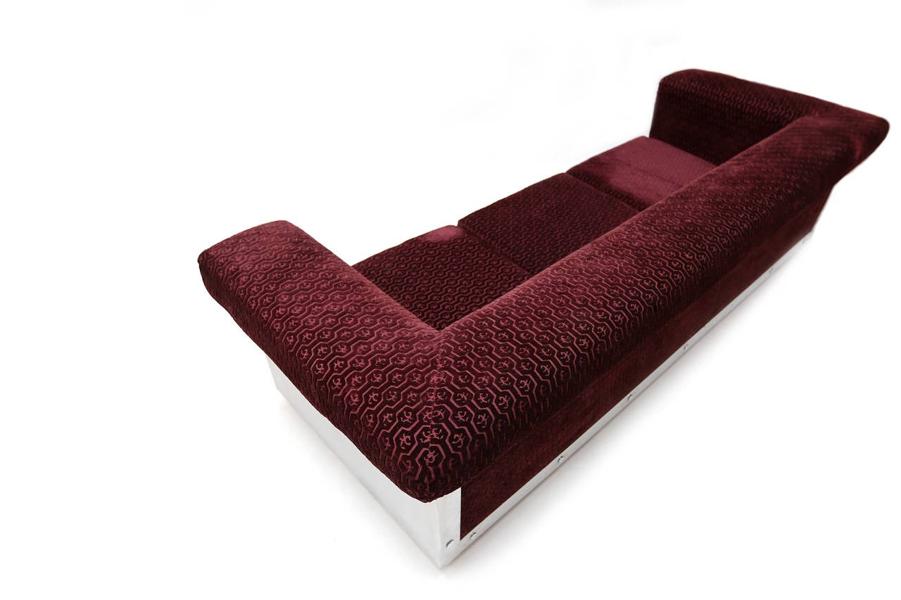 French Art Deco Velvet Upholstered Couch