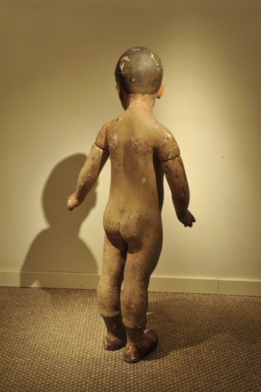 A very unusual and rare Italian child mannequin in papier mâché with stunning original patina.