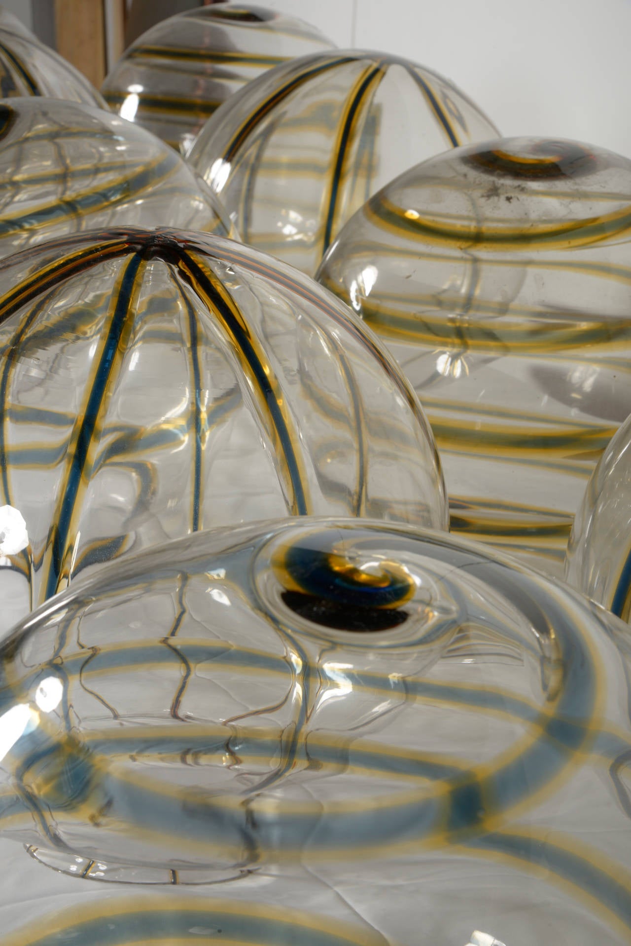 5 pairs of 1960's blown Murano glass globes