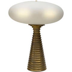 Brass and Opaline Glass Italian Table Lamp