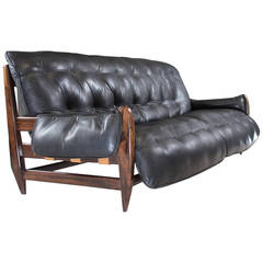 Jean Gillon brazilian rosewood and leather sofa
