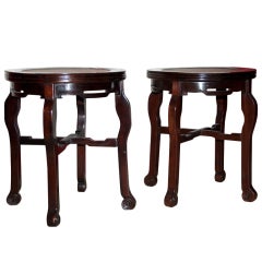 Antique Pair of mid 19th c. blackwood round stools