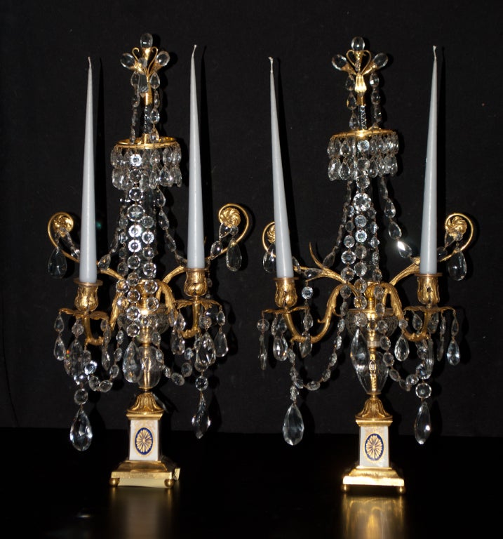 Pair of Crystal Ormolu Candelabra