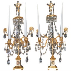 Pair of Crystal Ormolu Candelabra