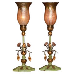 Antique French Art Glass Lamps