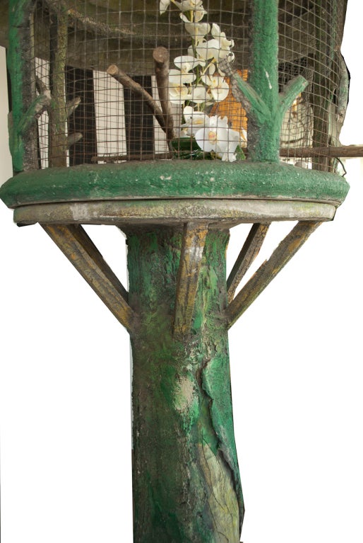 Mid-20th Century Faux Bois Cement Bird Cage For Sale