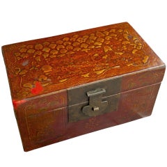 Antique Chinese Painted Leather Box