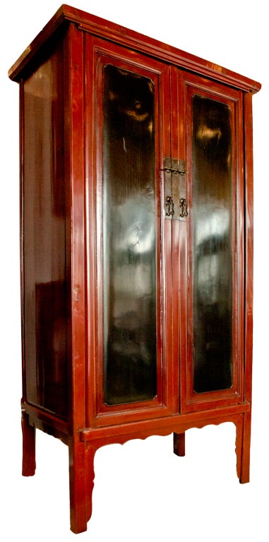 19th century Namwood red & black lacquer cabinet