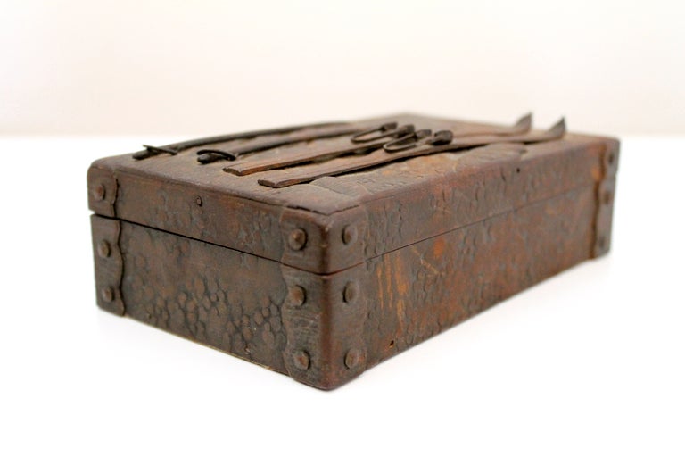 Chased Copper Ski Box at 1stdibs