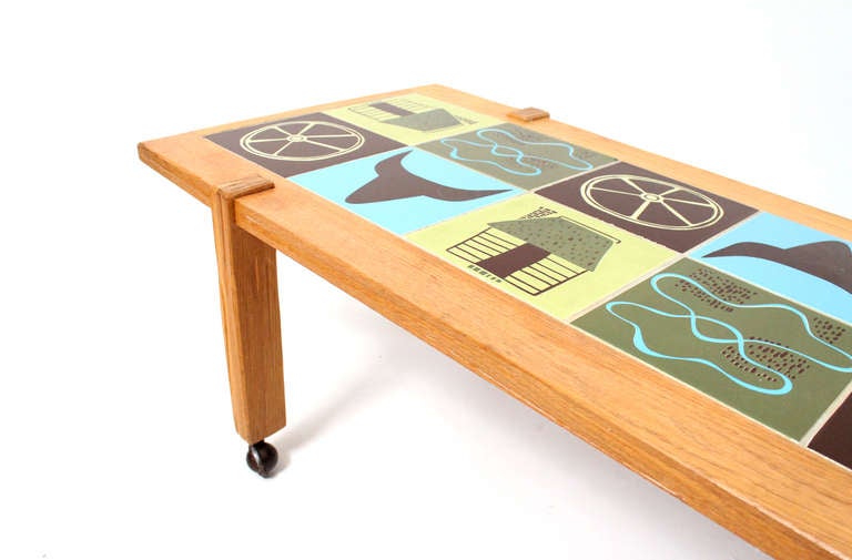 Ceramic Western Themed Pottery Tile Table by Ranch Oak