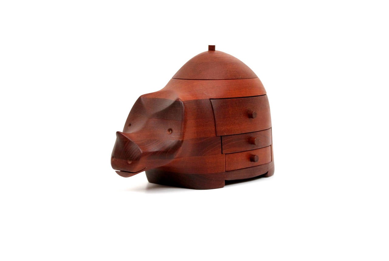 Mid-Century Modern Deborah Bump Hippopotamus Jewelry Box