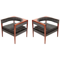 Walnut Cube Lounge Chairs by Drexel