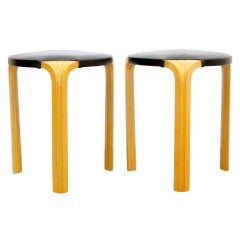 Pair of Leather Stools by Aalto