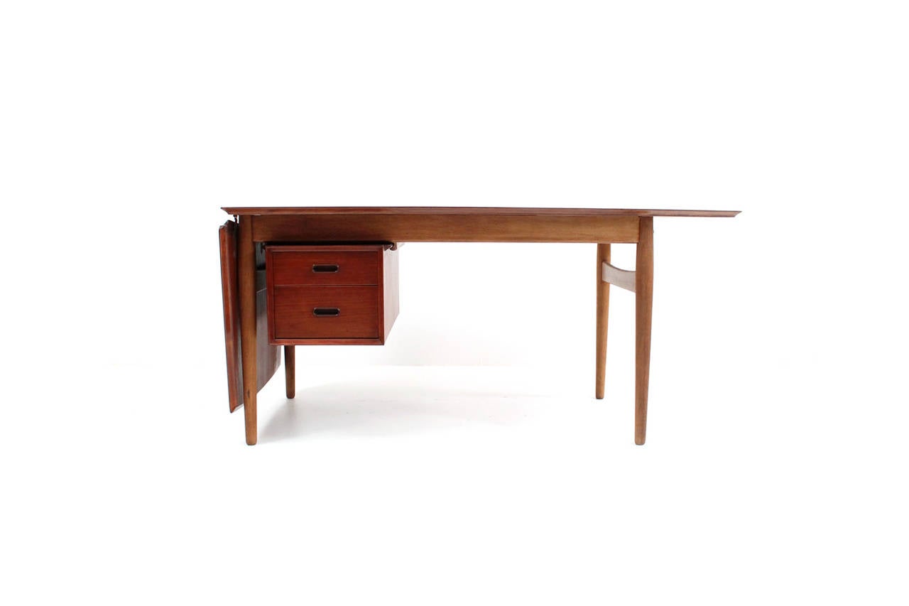 Danish Teak and Oak Desk by Arne Vodder at 1stDibs