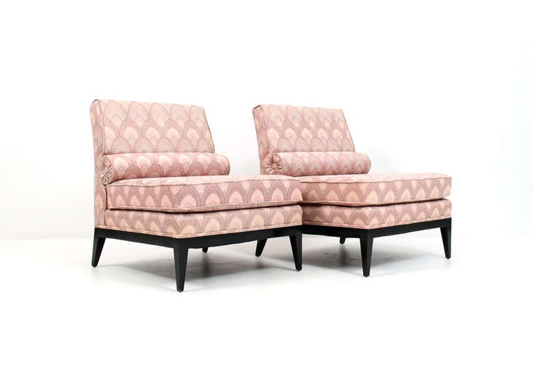 Mid-Century Modern Dunbar Style Slipper Lounge Chairs