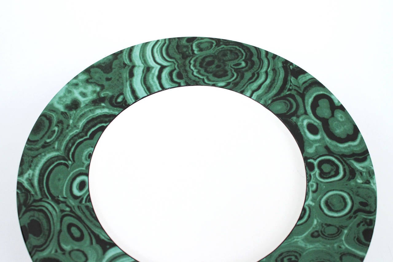 Set of Italian Ceramic Malachite Dinner Plates in the Style of Fornasetti 1