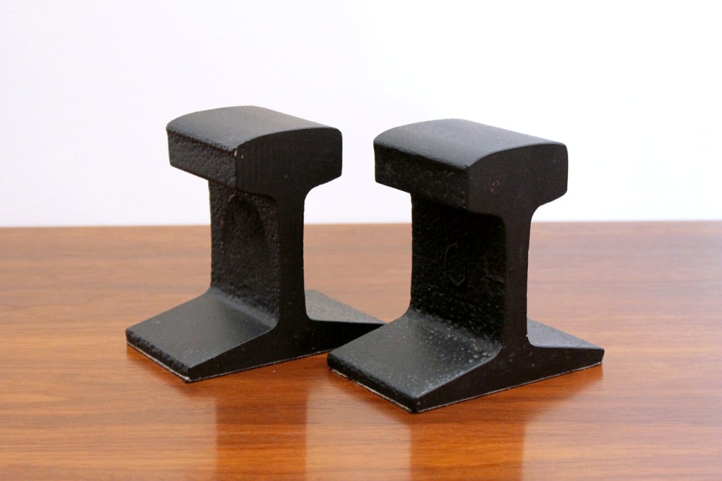 American Pair of Railroad Rail Bookends