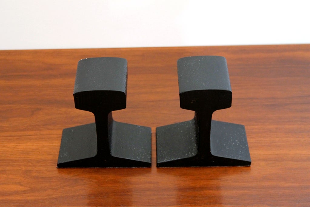 Pair of Railroad Rail Bookends 1