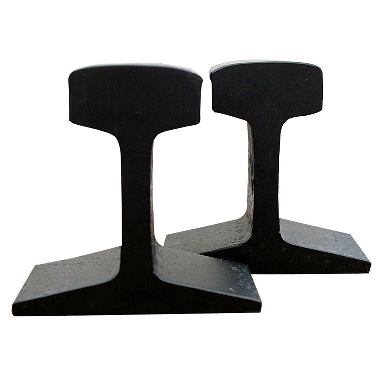 Pair of Railroad Rail Bookends