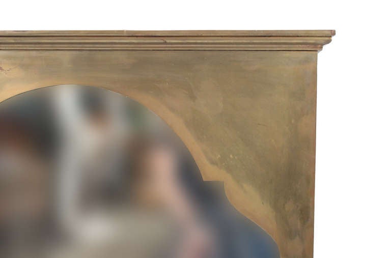 Italian brass mirror, brass has patinated to a deep bronze color.  The mirror has both Neoclassical and Modern details, reminiscent of the work of Philip and Kelvin Laverne. Stamped Made in Italy.