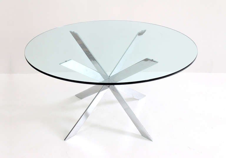 Mid-Century Modern Chrome Pedestal Dining Table by Pace Collection