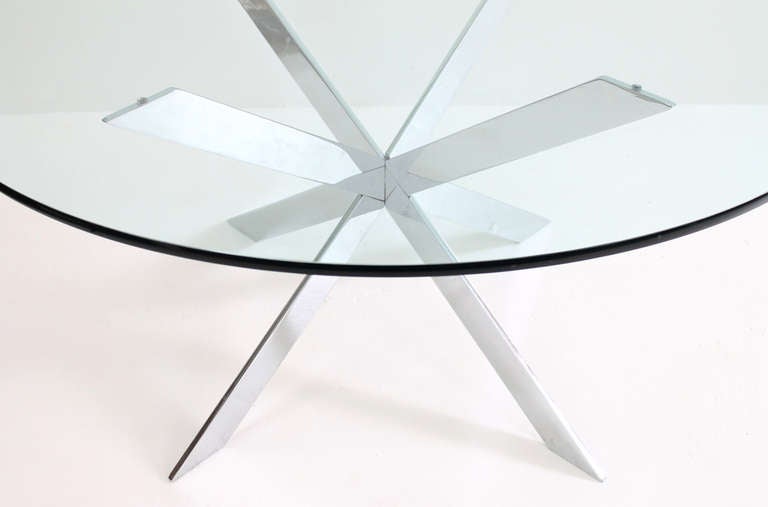Italian Chrome Pedestal Dining Table by Pace Collection