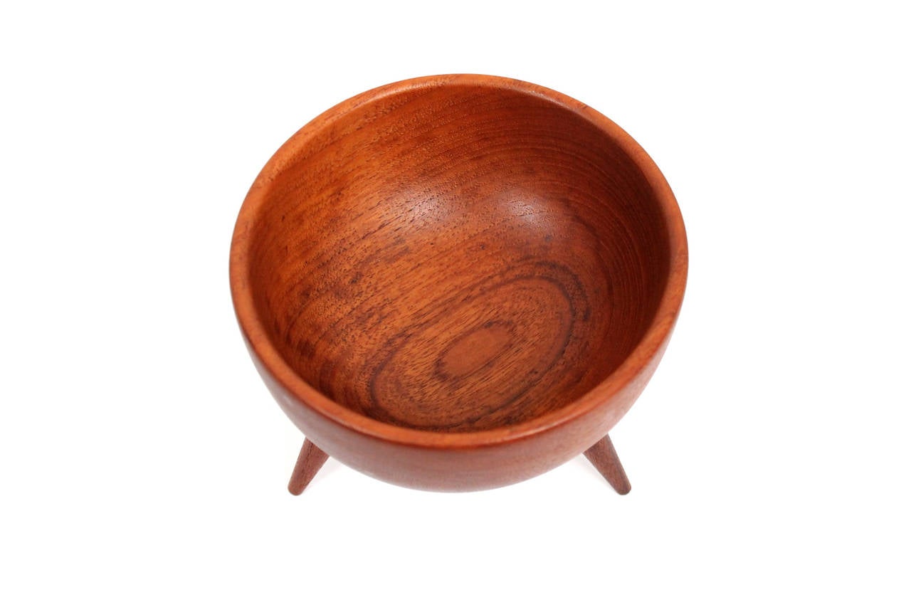 Swedish Teak Tripod Bowl In Excellent Condition In Waltham, MA