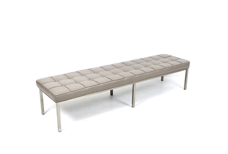 Mid-Century Modern Pair of Tufted Leather Benches by Brueton
