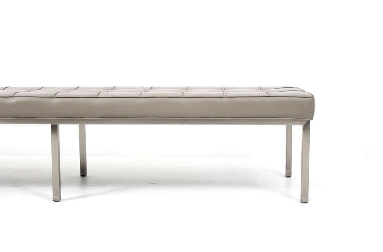 Pair of Tufted Leather Benches by Brueton 2
