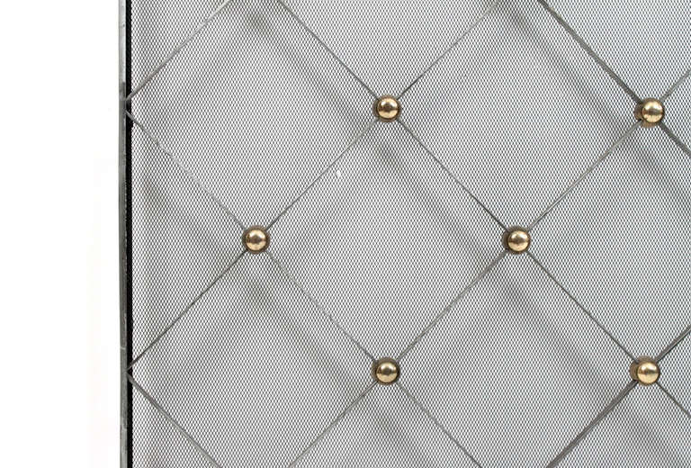 Mid-Century Modern Style of Jean Royere Chrome and Brass Fire Screen